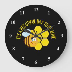Grande Horloge Ronde Save the Bees BEE Slogan Quotes Awareness Toxits