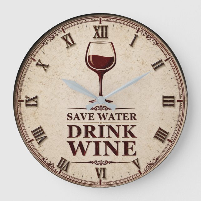 Grande Horloge Ronde Save Water Drink Wine (Recto)