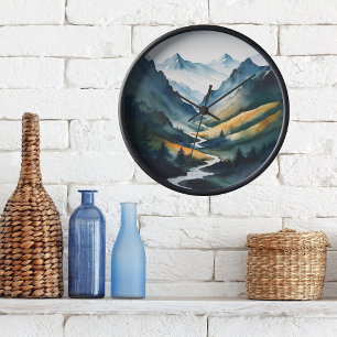 Grande Horloge Ronde Scène Blue Tan Mountain