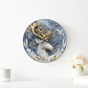 Grande Horloge Ronde Scène Festive Reindeer Wonderland