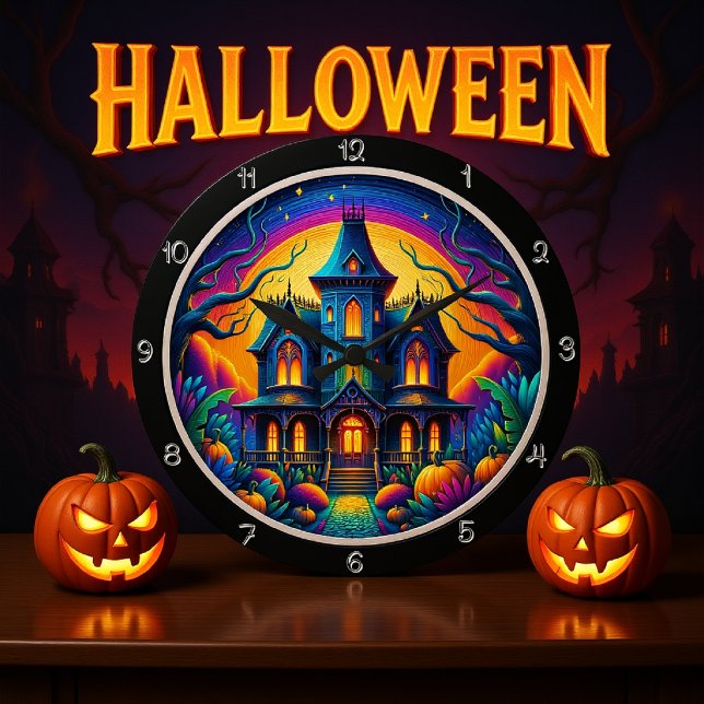 Grande Horloge Ronde Scène nocturne de château psychédélique (Créateur téléchargé)