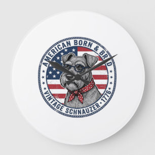 Grande Horloge Ronde Schnauzer Patriotique Vintage