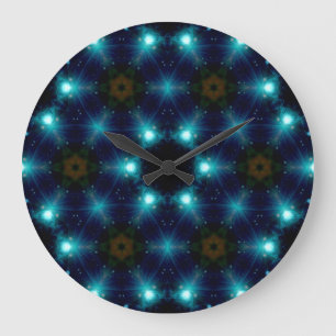 Grande Horloge Ronde Sci-Fi Galaxy Bleu Lumière Art abstrait
