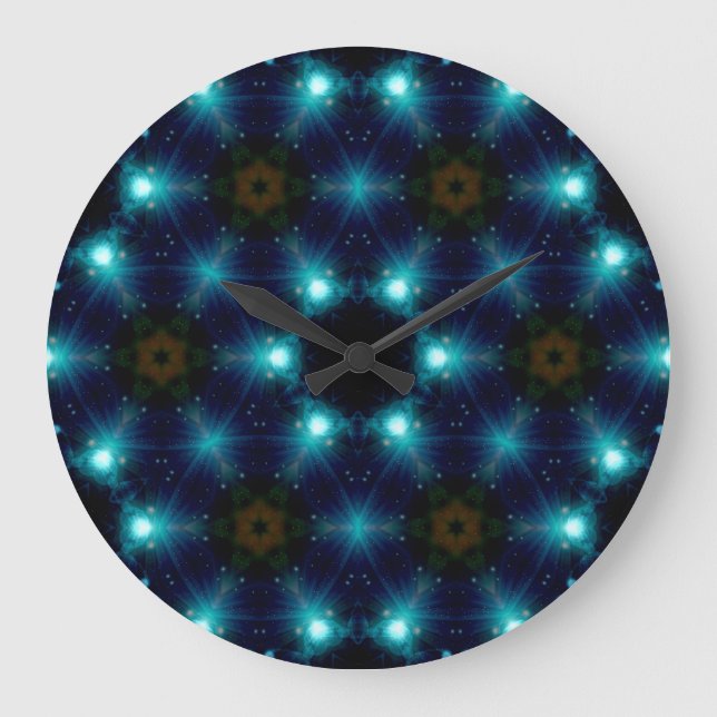 Grande Horloge Ronde Sci-Fi Galaxy Bleu Lumière Art abstrait (Recto)