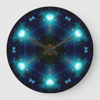 Grande Horloge Ronde Sci-Fi Galaxy Bleu Lumière Art abstrait 3