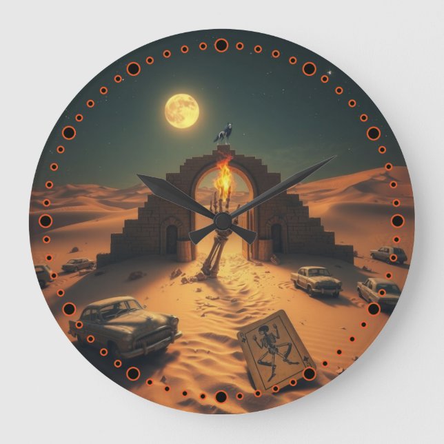 Grande Horloge Ronde science fiction fantasy world surrealist desert (Recto)