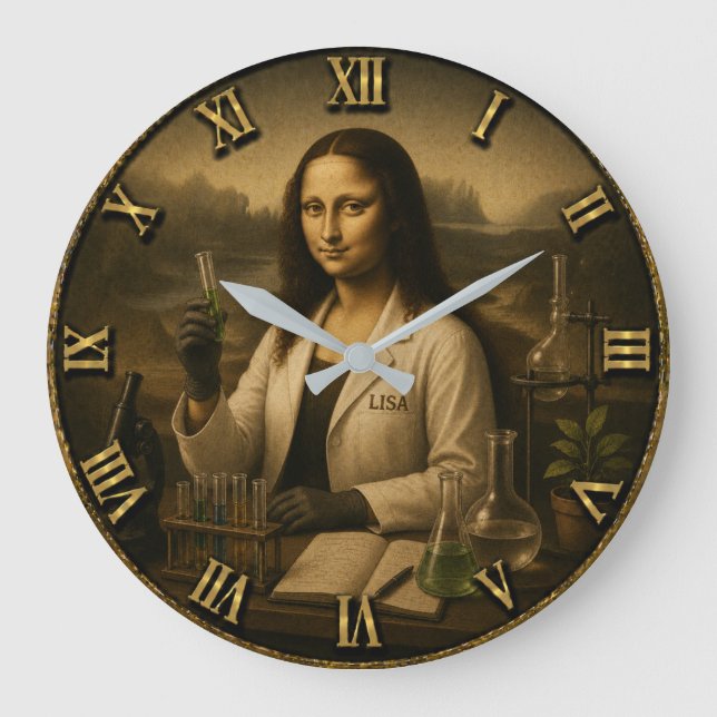 Grande Horloge Ronde Scientist Funny Mona Lisa Science Lab Gift (Recto)