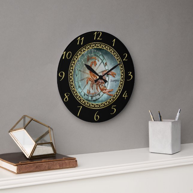 Grande Horloge Ronde Scorpio Zodiac Astrologie design (Bureau)