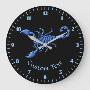 Grande Horloge Ronde Scorpion bleu