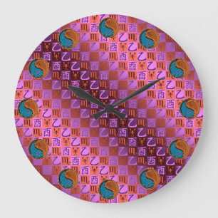 Grande Horloge Ronde Scorpion & Coq de Bois