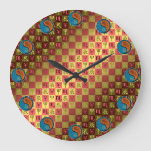 Grande Horloge Ronde Scorpion & Dragon de Bois