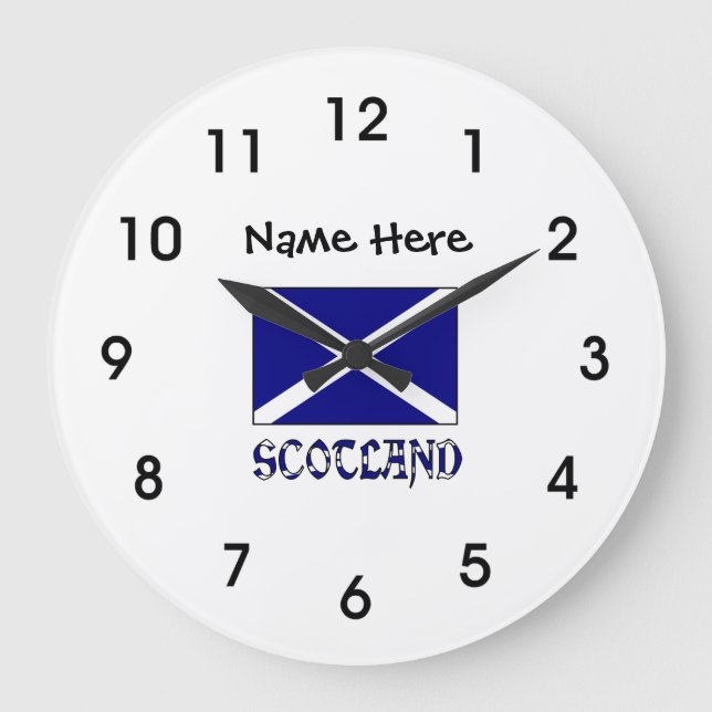 Grande Horloge Ronde Scotland and Scottish Flag with Your Name Large Cl (Recto)