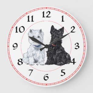 Grande Horloge Ronde Scottie and Westie Clock