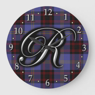 Grande Horloge Ronde Scottish Clan Rutherford Letter R Monogram Tartan