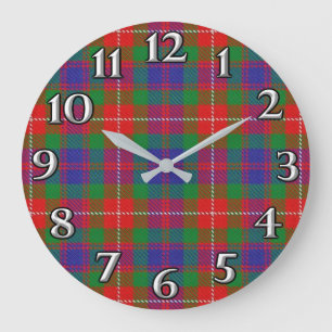 Grande Horloge Ronde Scottish Time Accents Clan Fraser de Lovat Tartan
