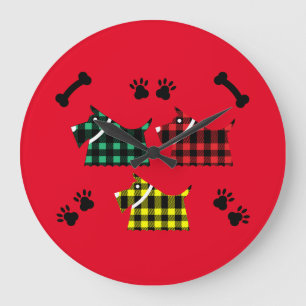 Grande Horloge Ronde Scotty Terrier Chiens Cute Funny Terriers Race The