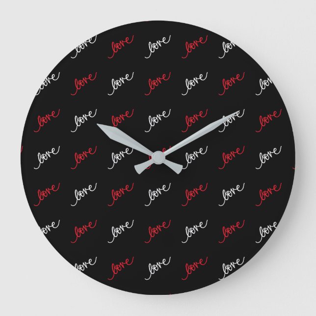 Grande Horloge Ronde Script d'amour Typographie Élégant Saint-Valentin (Recto)