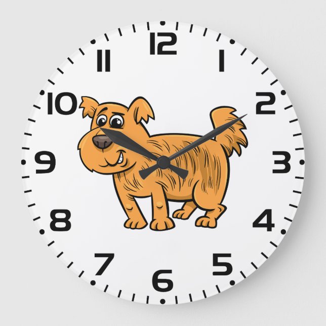 Grande Horloge Ronde Scruffy Orange Puppy Dog (Recto)