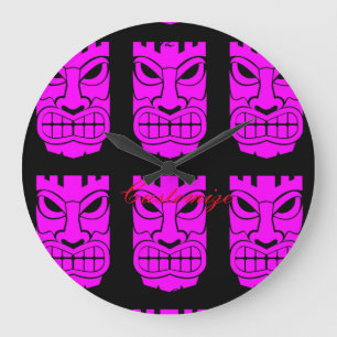 Grande Horloge Ronde Sculpture rose Thunder_Cove en Tiki