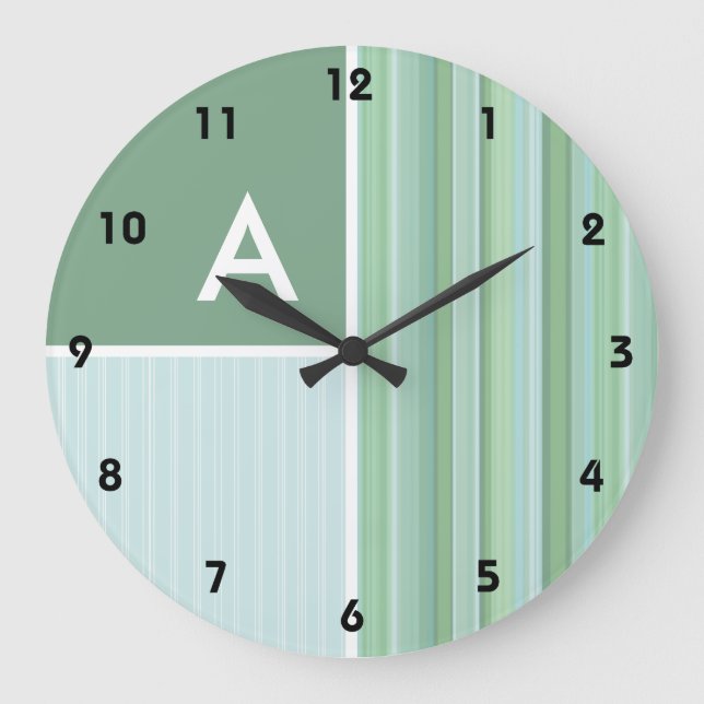 Grande Horloge Ronde Seafoam, Sage Green, & Baby Blue Stripes (Recto)