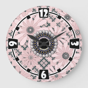 Grande Horloge Ronde Seamless abstract moderne checkered plaid floral p