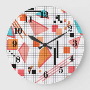Grande Horloge Ronde Seamless school geometric memphis shapes pattern s