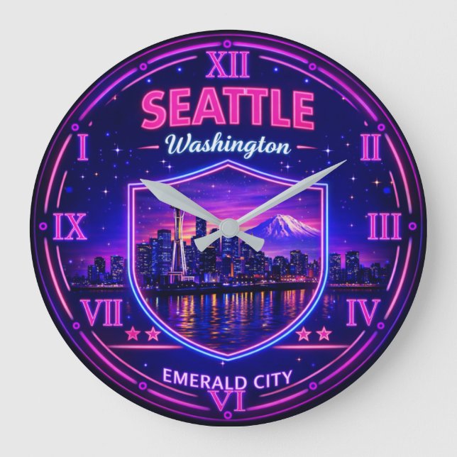 Grande Horloge Ronde Seattle Washington Skyline (Recto)
