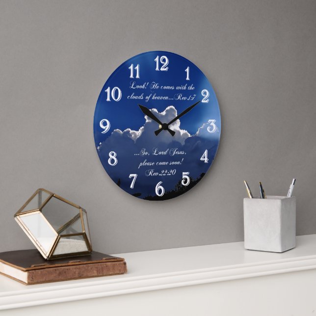 Grande Horloge Ronde Second coming Inspirationnal Scripture Clock (Bureau)
