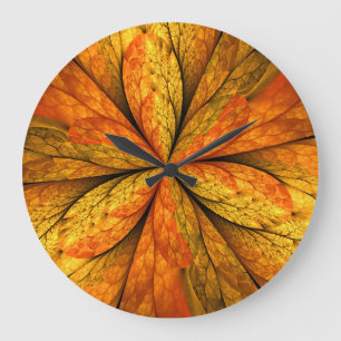 Grande Horloge Ronde Sensation d'automne, Fleur Abstraite fractale mode