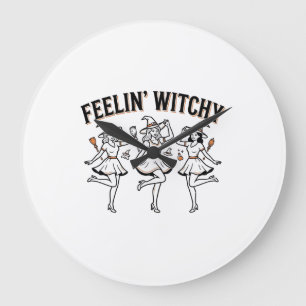 Grande Horloge Ronde Sentiment Sorcière Rétro Sorcières Halloween