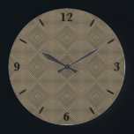 Grande Horloge Ronde Sepia Tone Hypnotique Diamant Moderne Pop Art<br><div class="desc">Horloge ronde, décoration murale et décoration d'intérieur accessoire avec Sepia Tone Hypnotic Diamond Moderne Pop Art illustration Abstraite sur mesure imprimée sur commande avec des images originales de design d'art par The Fabric Seal impression sur demande magasin à Zazzle #ZazzleMade https://www.zazzle.com/store/thefabricseal 🎨 Ce dessin d'art graphique présente un minimalisme futuriste...</div>