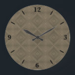 Grande Horloge Ronde Sepia Tone Hypnotique Diamant Moderne Pop Art<br><div class="desc">Horloge ronde, décoration murale et décoration d'intérieur accessoire avec Sepia Tone Hypnotic Diamond Moderne Pop Art illustration Abstraite sur mesure imprimée sur commande avec des images originales de design d'art par The Fabric Seal impression sur demande magasin à Zazzle #ZazzleMade https://www.zazzle.com/store/thefabricseal 🎨 Ce dessin d'art graphique présente un minimalisme futuriste...</div>