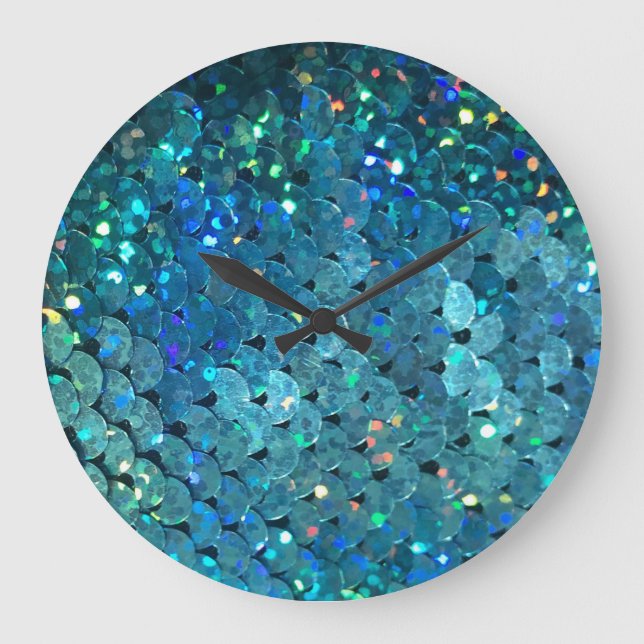 Grande Horloge Ronde Séquins Sparkle : Macro Abstrait Arrière - plan (Recto)
