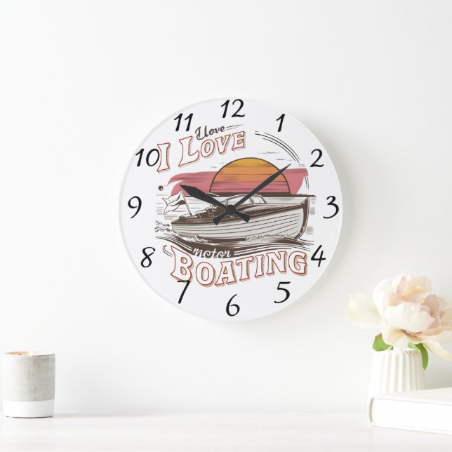 Grande Horloge Ronde Serene Waters : I Love Love Motor Boating (Maison)