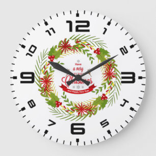 Grande Horloge Ronde Serre de Noël avec Mistletoe
