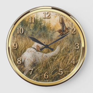 Grande Horloge Ronde Setter anglais, chasse à la bécasse