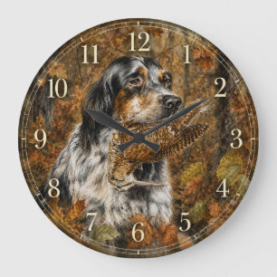 Grande Horloge Ronde Setter anglais, chasse à la bécasse