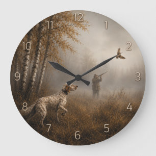 Grande Horloge Ronde Setter anglais, chasse à la bécasse
