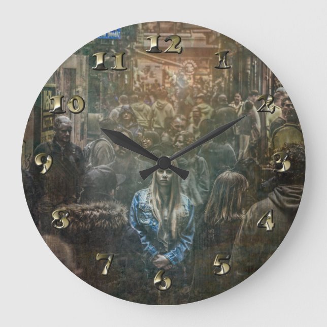 Grande Horloge Ronde Seul dans une foule (Recto)