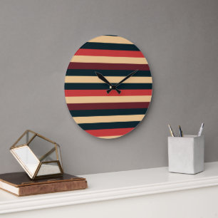 Grande Horloge Ronde Seventies Stripes