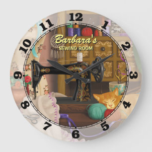 Grande Horloge Ronde Sewing Machine Personalizable Wall Clock