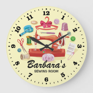 Grande Horloge Ronde Sewing Machine Personalizable Wall Clock