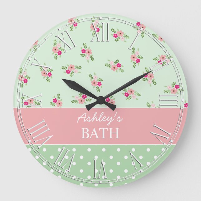 Grande Horloge Ronde Shabby Chic Country Floral (Recto)