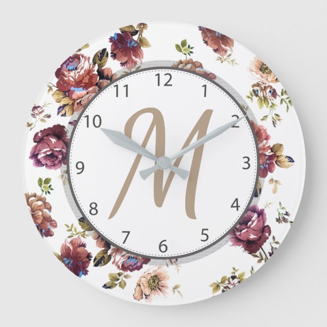 Grande Horloge Ronde Shabby Chic Florals (Recto)