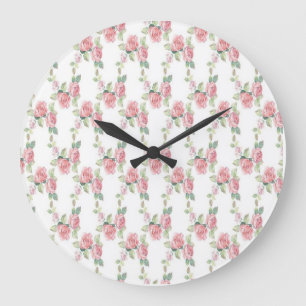 Grande Horloge Ronde Shabby Chic Rose Floral