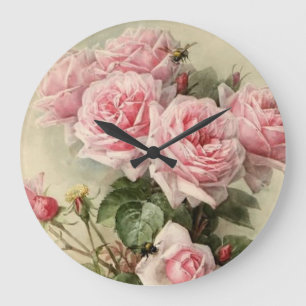 Grande Horloge Ronde Shabby Chic Rose Roses victoriens