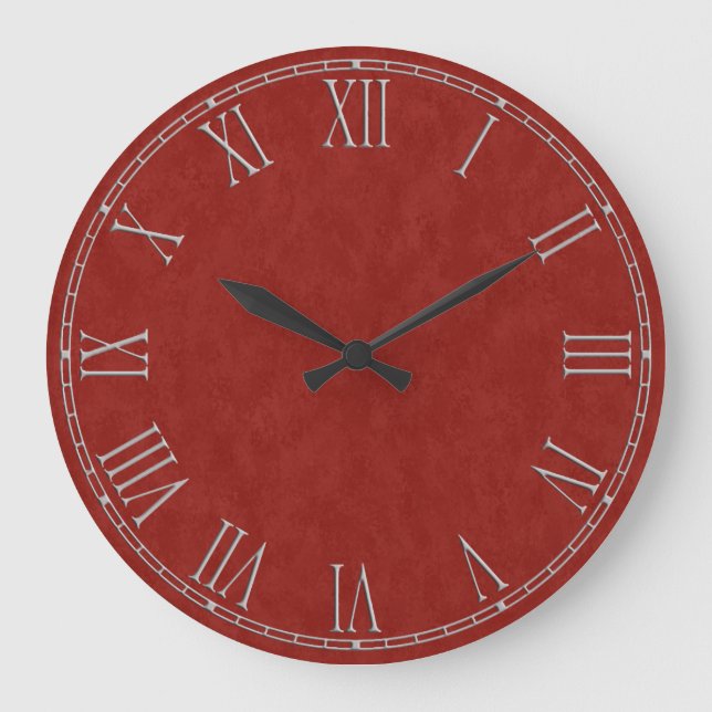 Grande Horloge Ronde Shabby Chic Rustic red Large Clock (Recto)