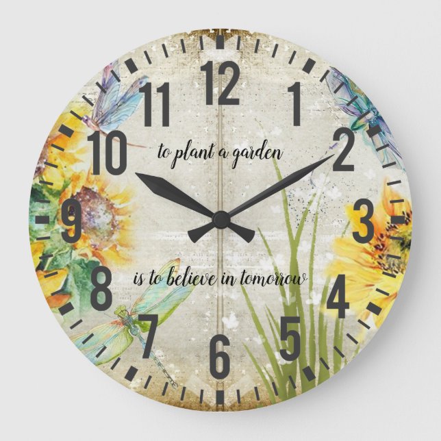 Grande Horloge Ronde Shabby et Chic Garden (Recto)