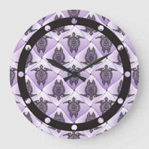 Grande Horloge Ronde Shamanic Sea Turtles Pattern - violet