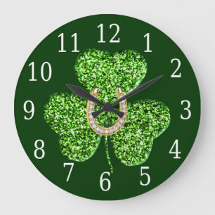 Grande Horloge Ronde Shamrock and Horseshoe Clock